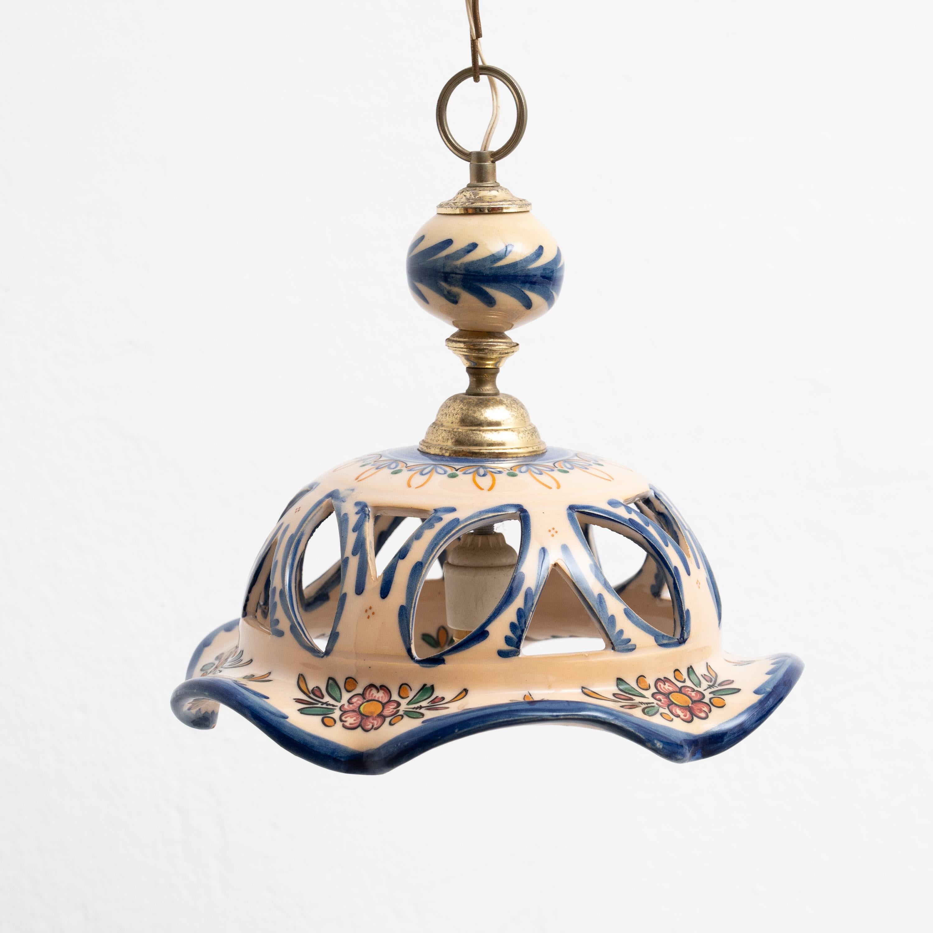 Antique Ceramic Ceiling Lamp, circa 1980 In Good Condition For Sale In Barcelona, Barcelona