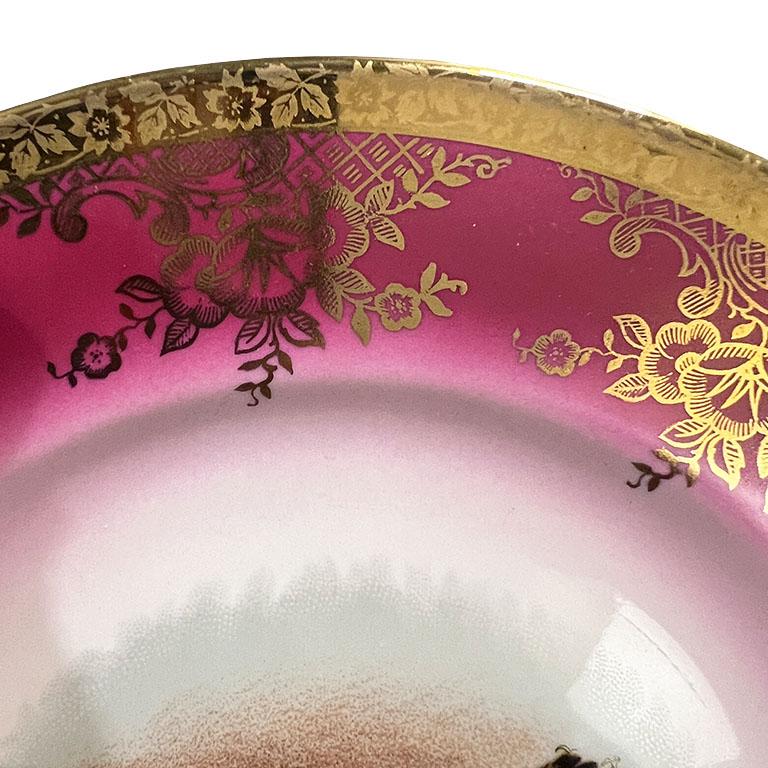 Antique Ceramic Chief Decorative Plate in Gold and Pink - Krautheim & Adelberg In Good Condition For Sale In Oklahoma City, OK