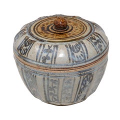 Antique ceramic covered box from the Sawankhalok kilns, Thailand