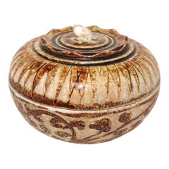 Antique ceramic covered box from the Sawankhalok kilns, Thailand