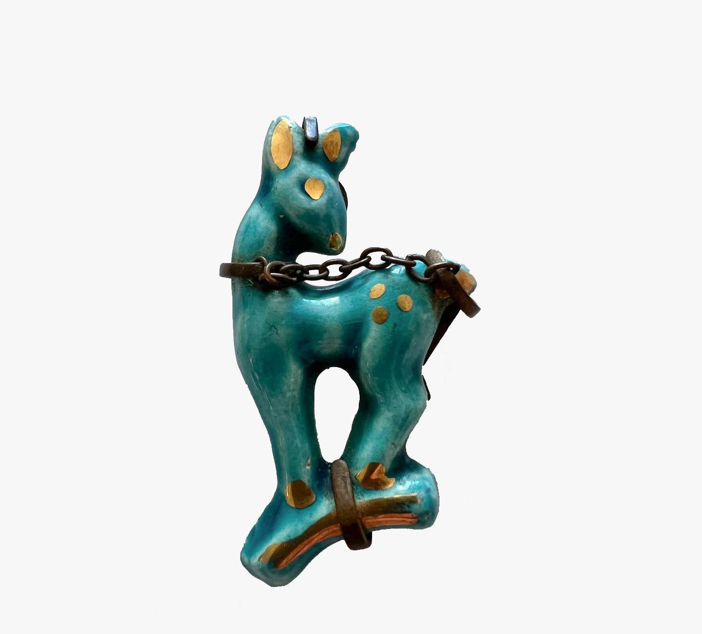 Antique Ceramic Deer Brooch by Lucien Neuquelman for Elsa Schiaparelli, 1930 For Sale 1