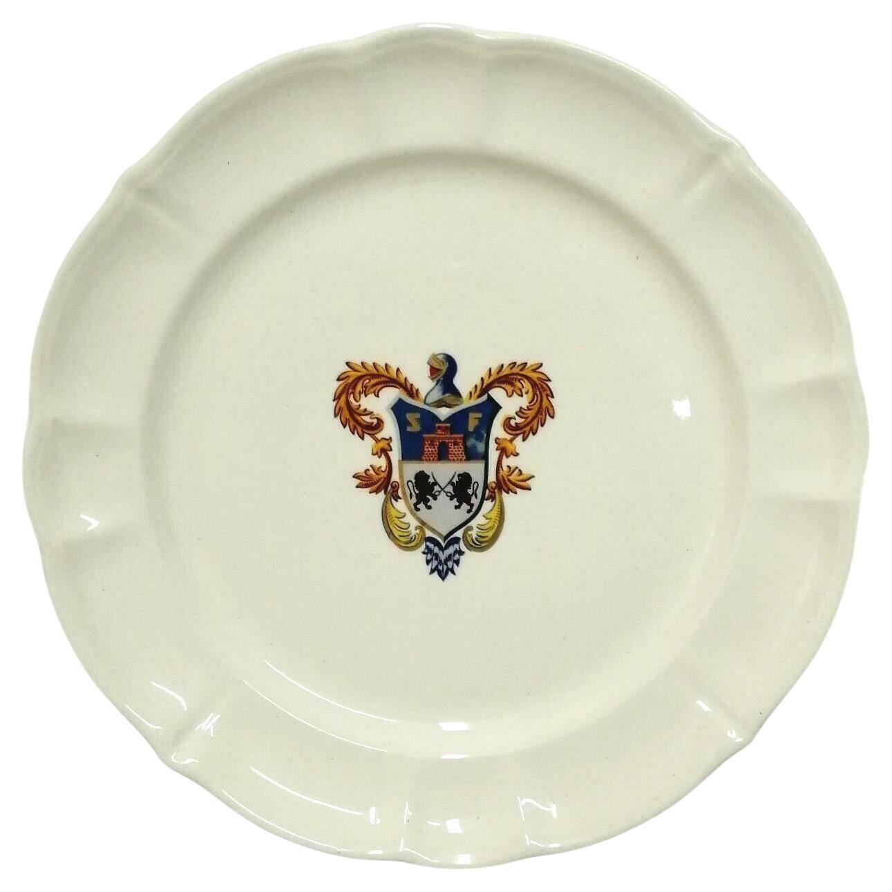 Antique Ceramic Dish with Heraldic Emblem Laveno Design Guido Andlovitz, 1940s