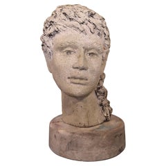 Antique Ceramic Female Rotating Bust Sculpture