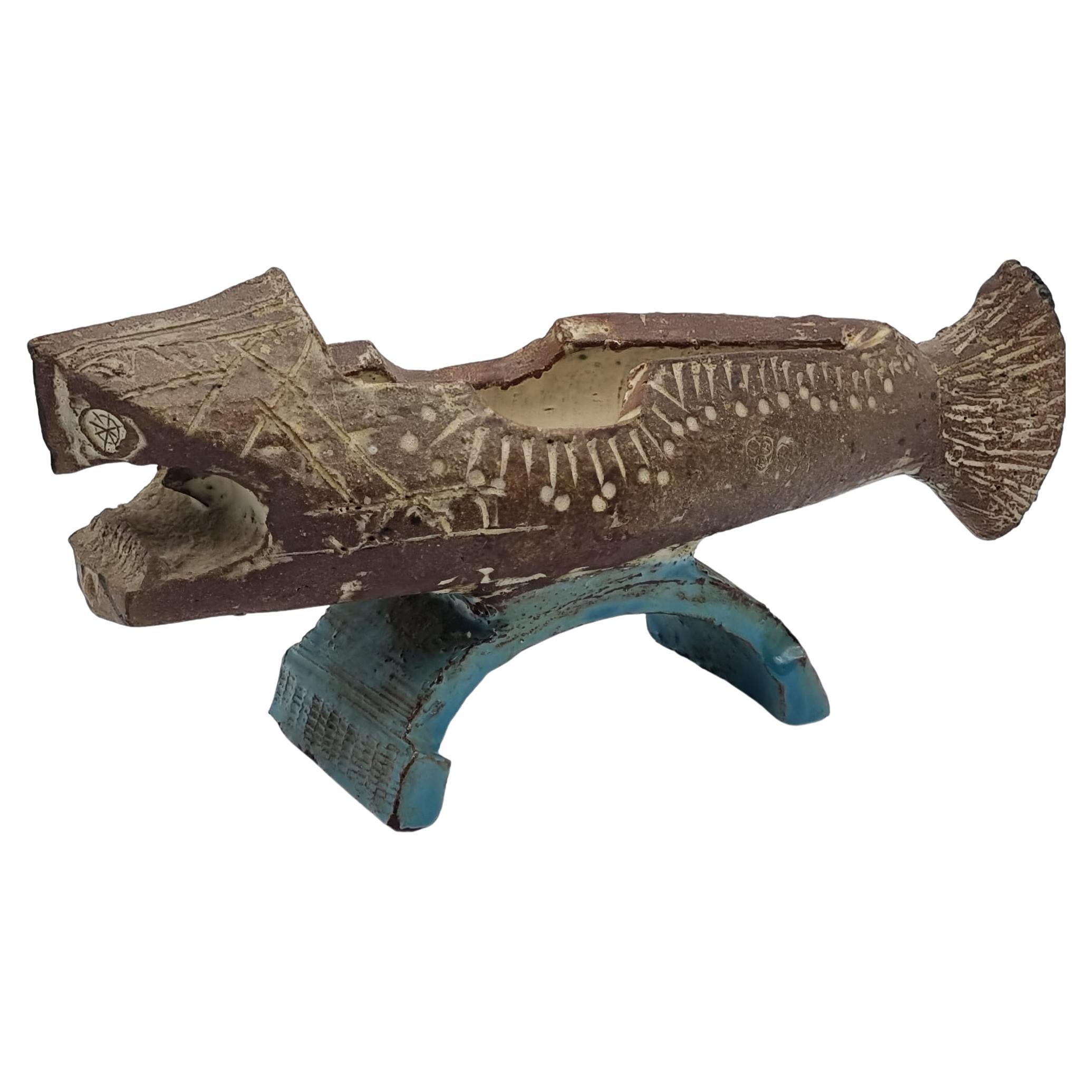 Antike Fischskulptur/Figur aus Keramik, signiert vom Künstler Gilbert Portanier, Frankreich im Angebot 2