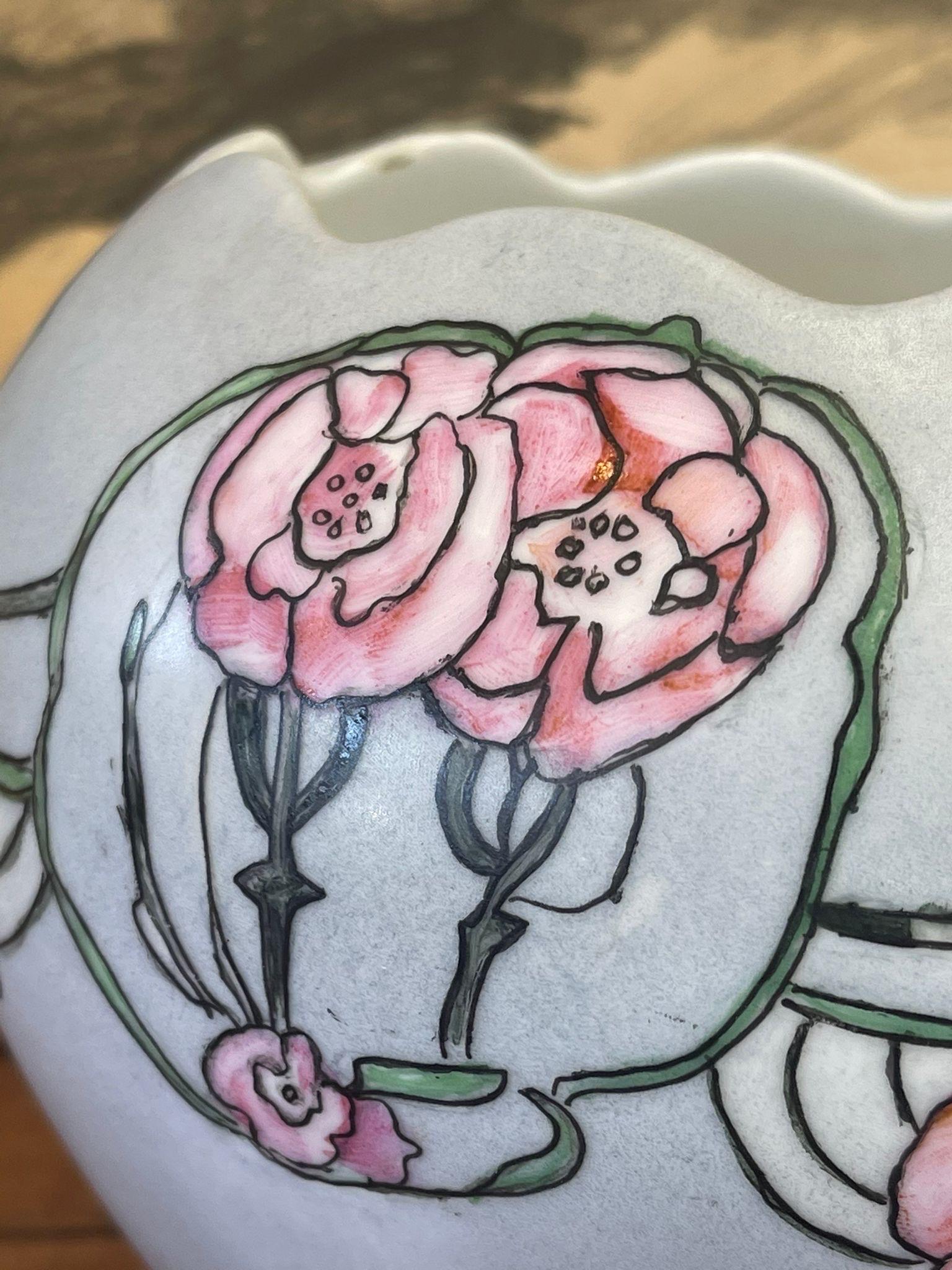 Late 20th Century Antique Ceramic Floral Vase For Sale