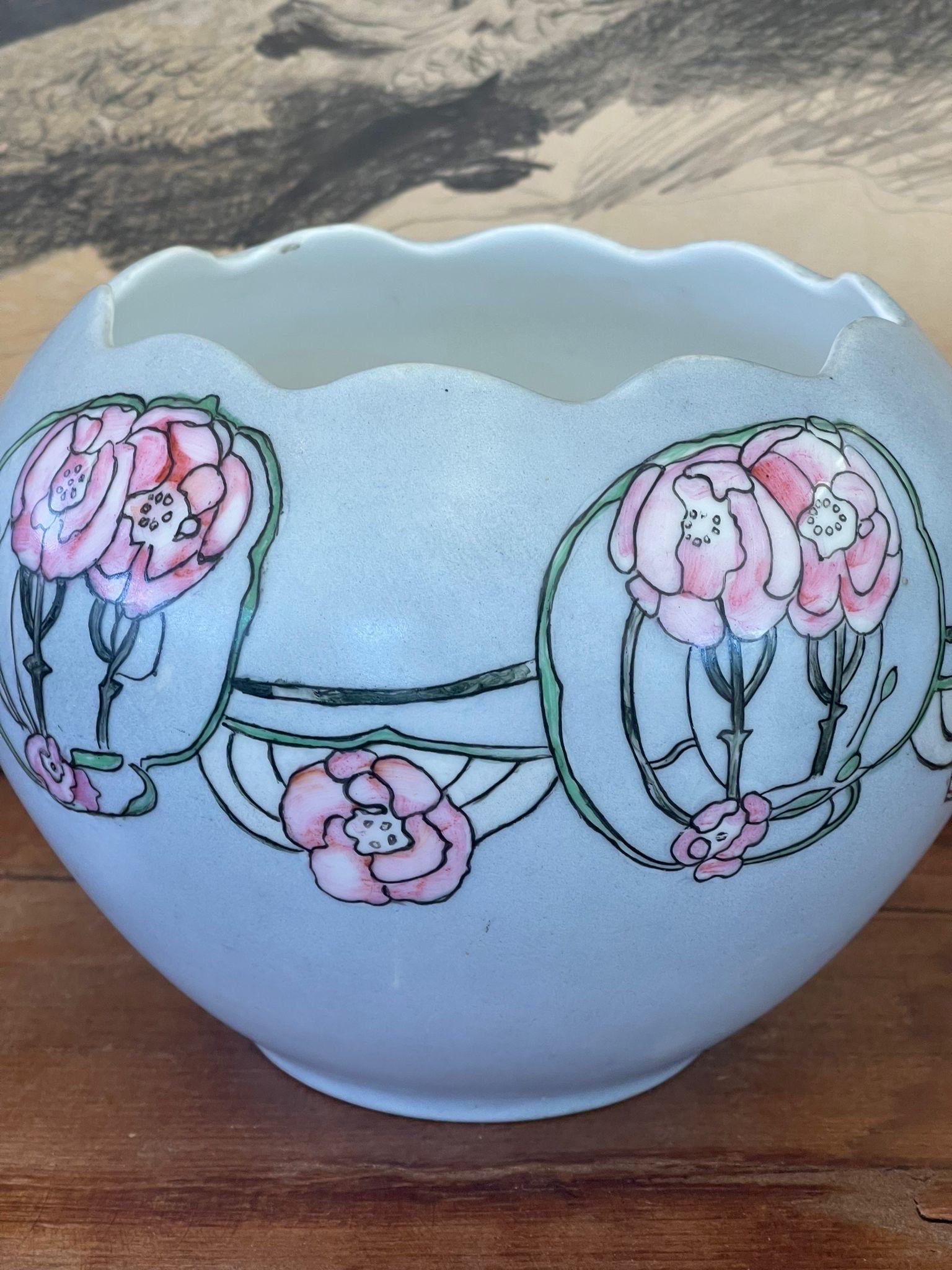Antique Ceramic Floral Vase For Sale 1