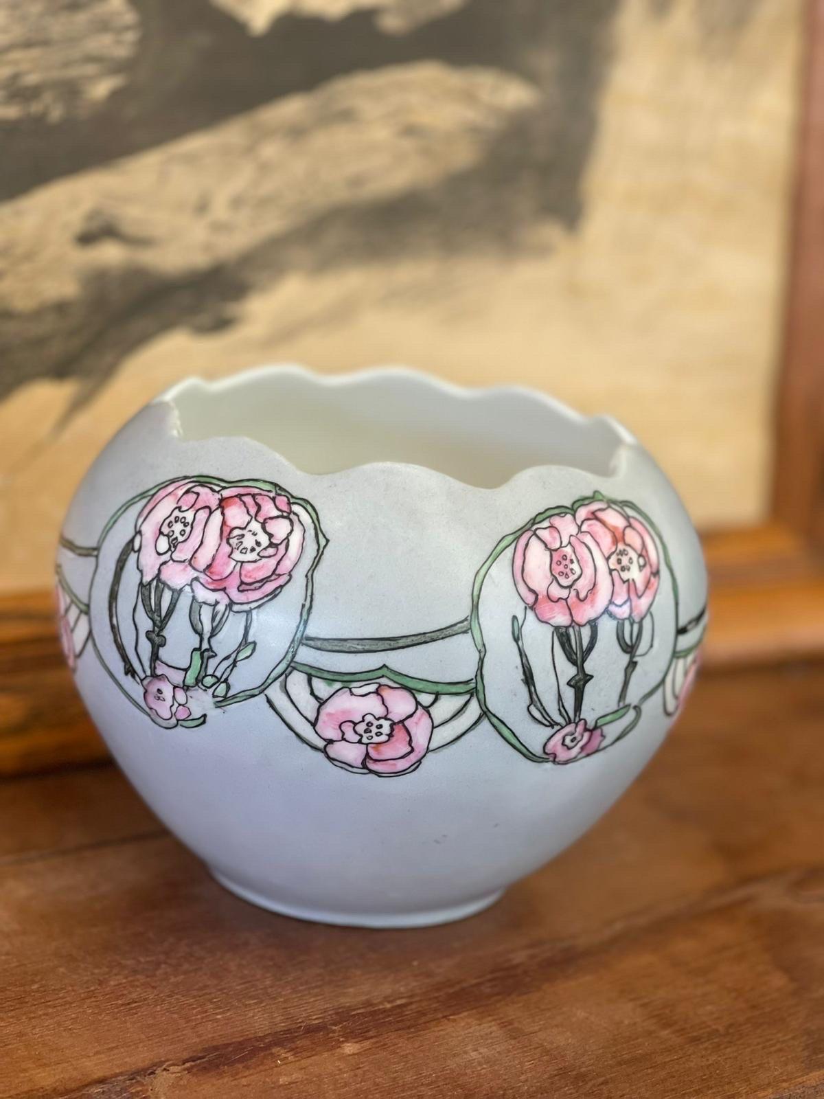 Antique Ceramic Floral Vase For Sale 2