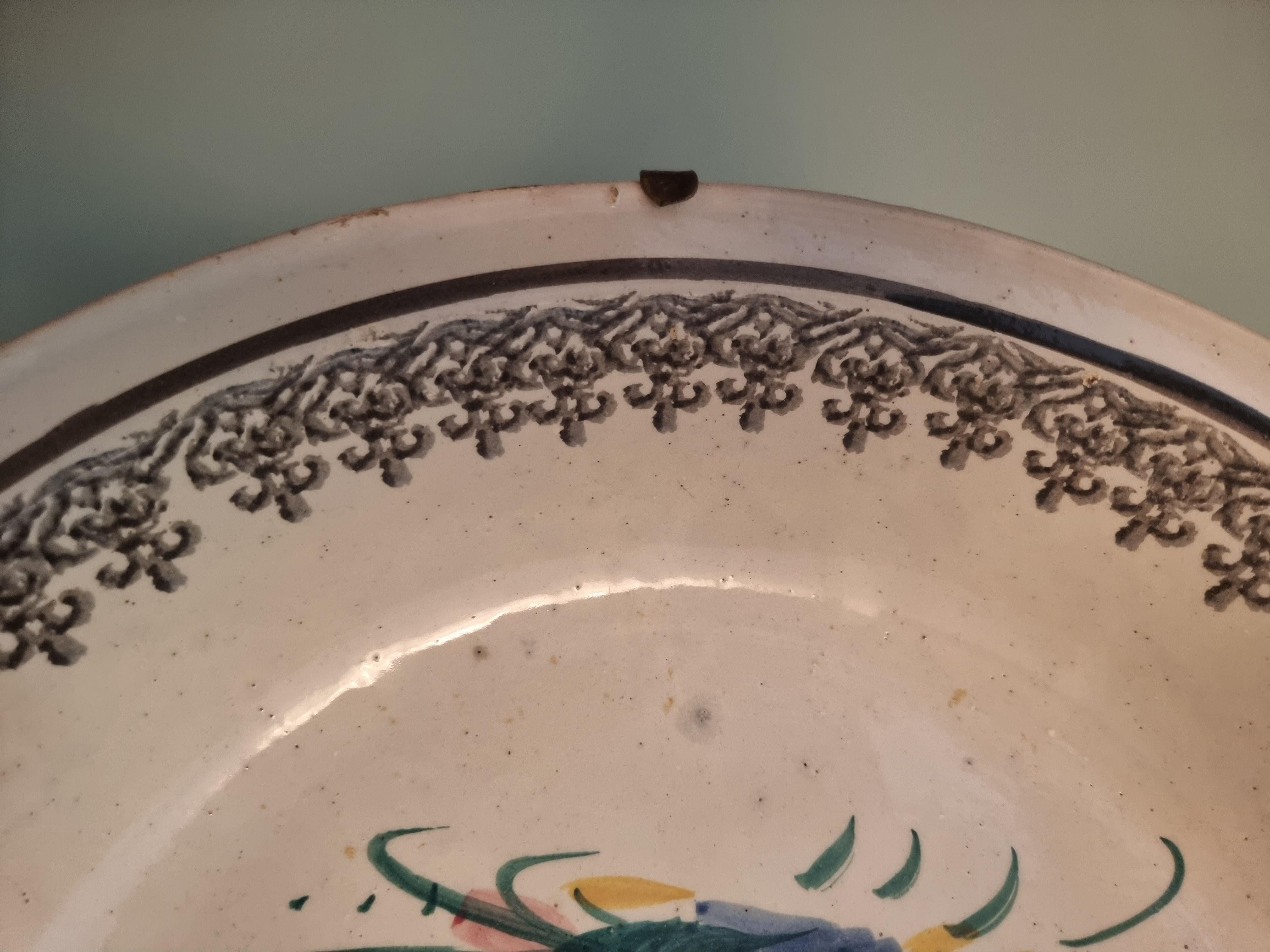 Antique Ceramic Hanging Bowl with Pear Decorations, Italy, 19th Century 1