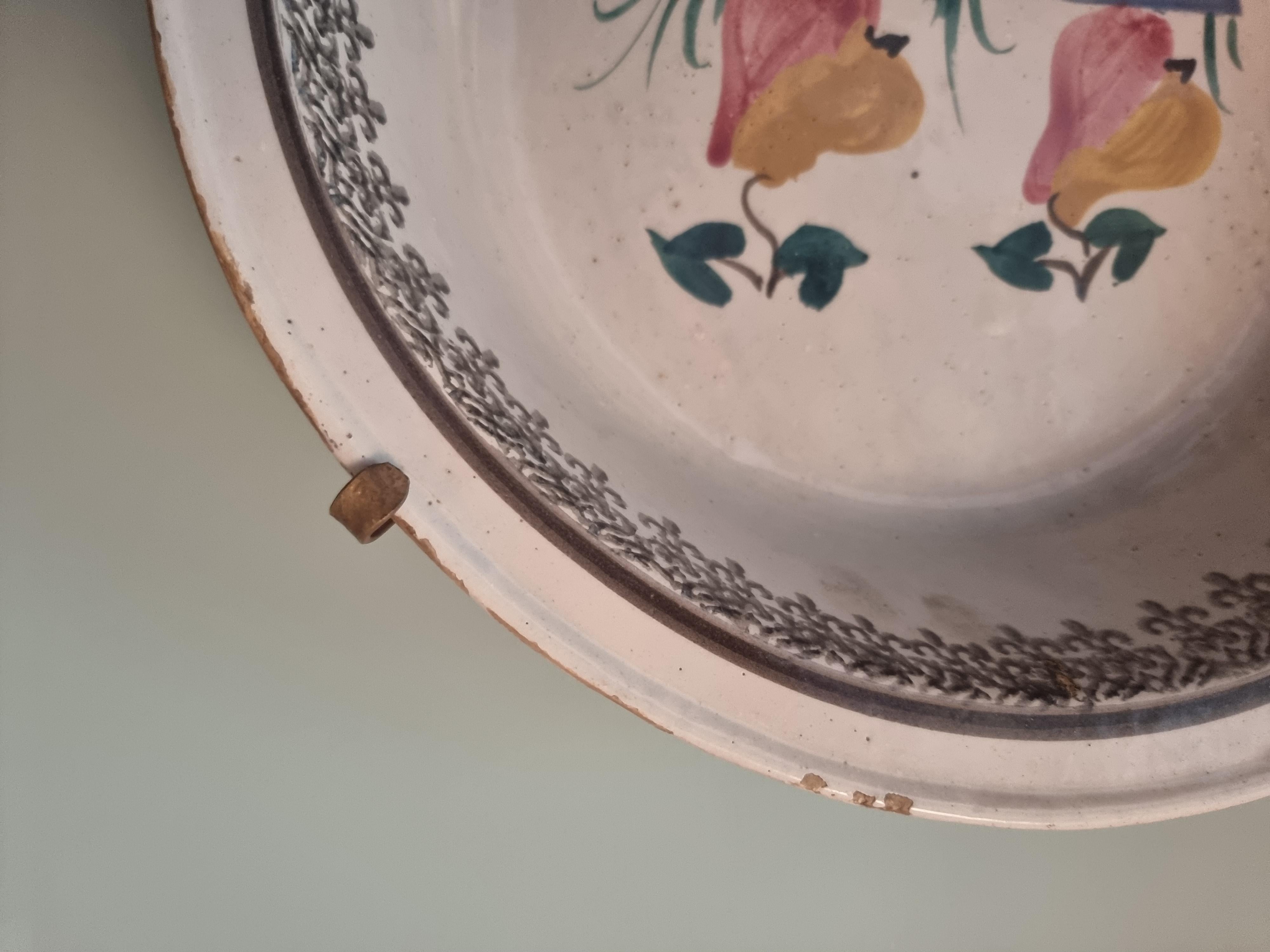 Antique Ceramic Hanging Bowl with Pear Decorations, Italy, 19th Century 2