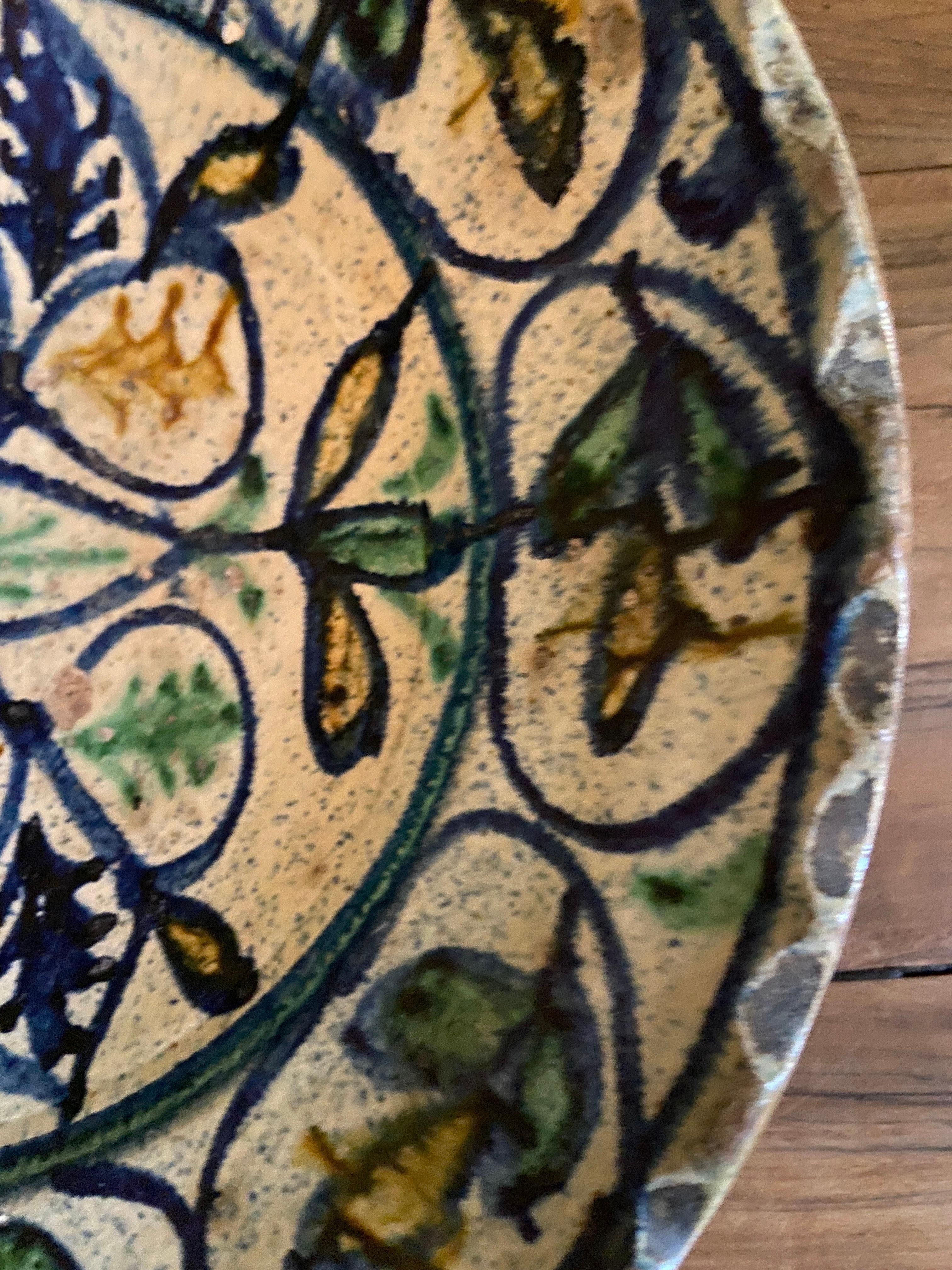 Antique Ceramic Hanging Platter with Decorations, Afghanistan, 19th Century In Good Condition In Copenhagen K, DK