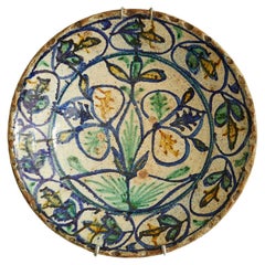 Antique Ceramic Hanging Platter with Decorations, Afghanistan, 19th Century