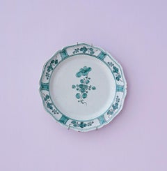 Antique Ceramic Hanging Platter with Decorations, Italy, 18th Century
