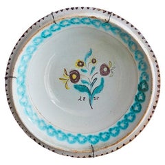 Antique Ceramic Hanging Platter with Hand Painted Decorations, Germany, 1825
