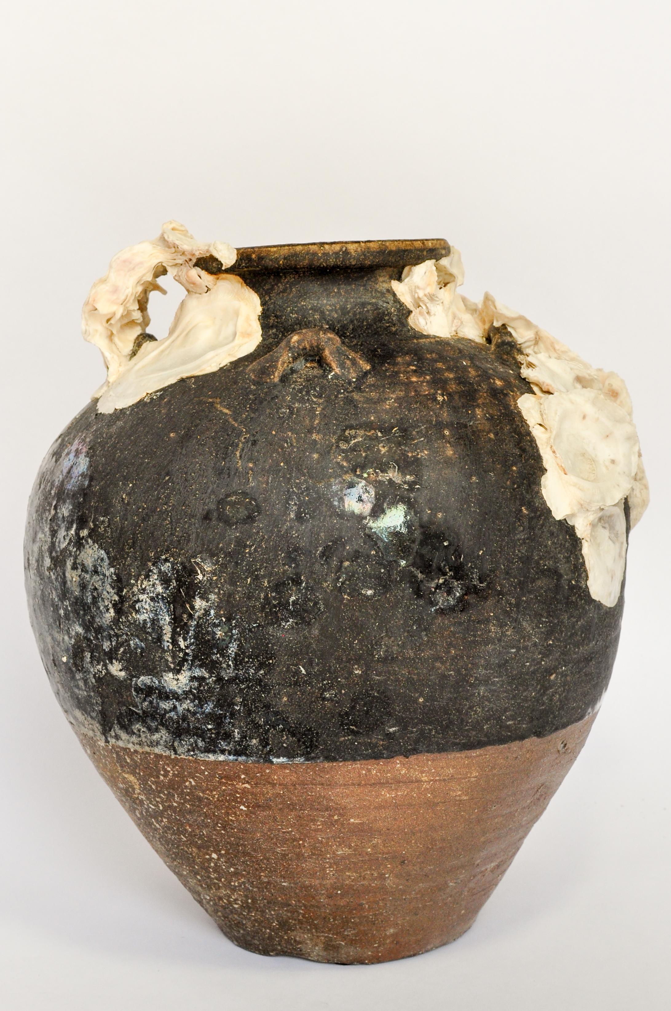 Large Antique Ceramic Jar with Encrustations 15