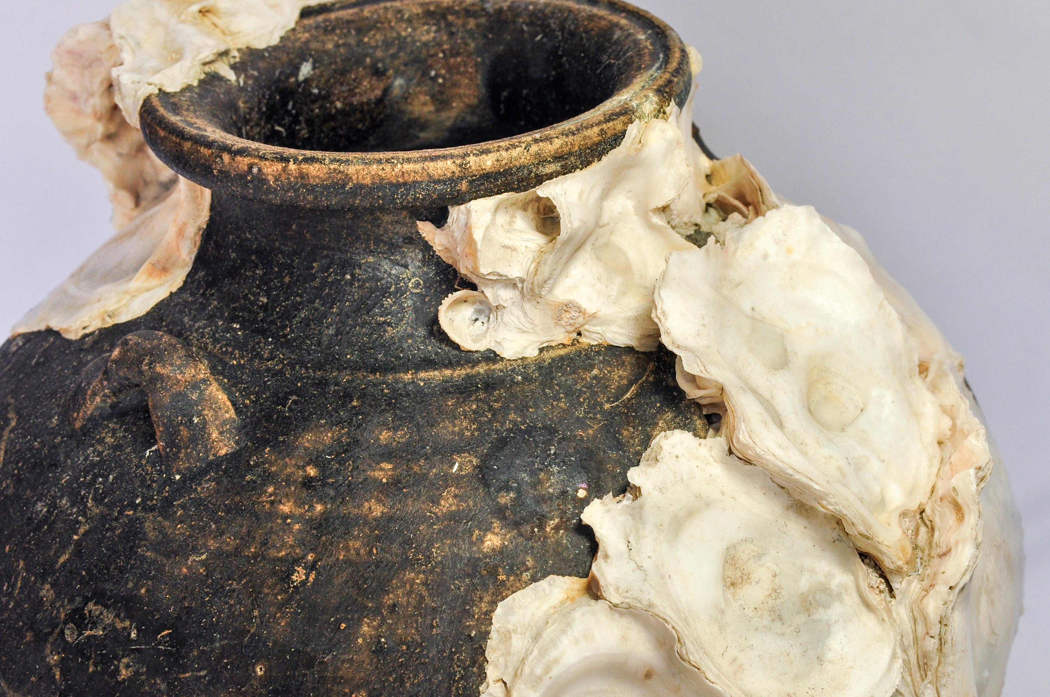 Large Antique Ceramic Jar with Encrustations 15