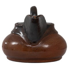 Antique Ceramic Kettle With Lid, Glazed Finish, Belgium, 20th Century