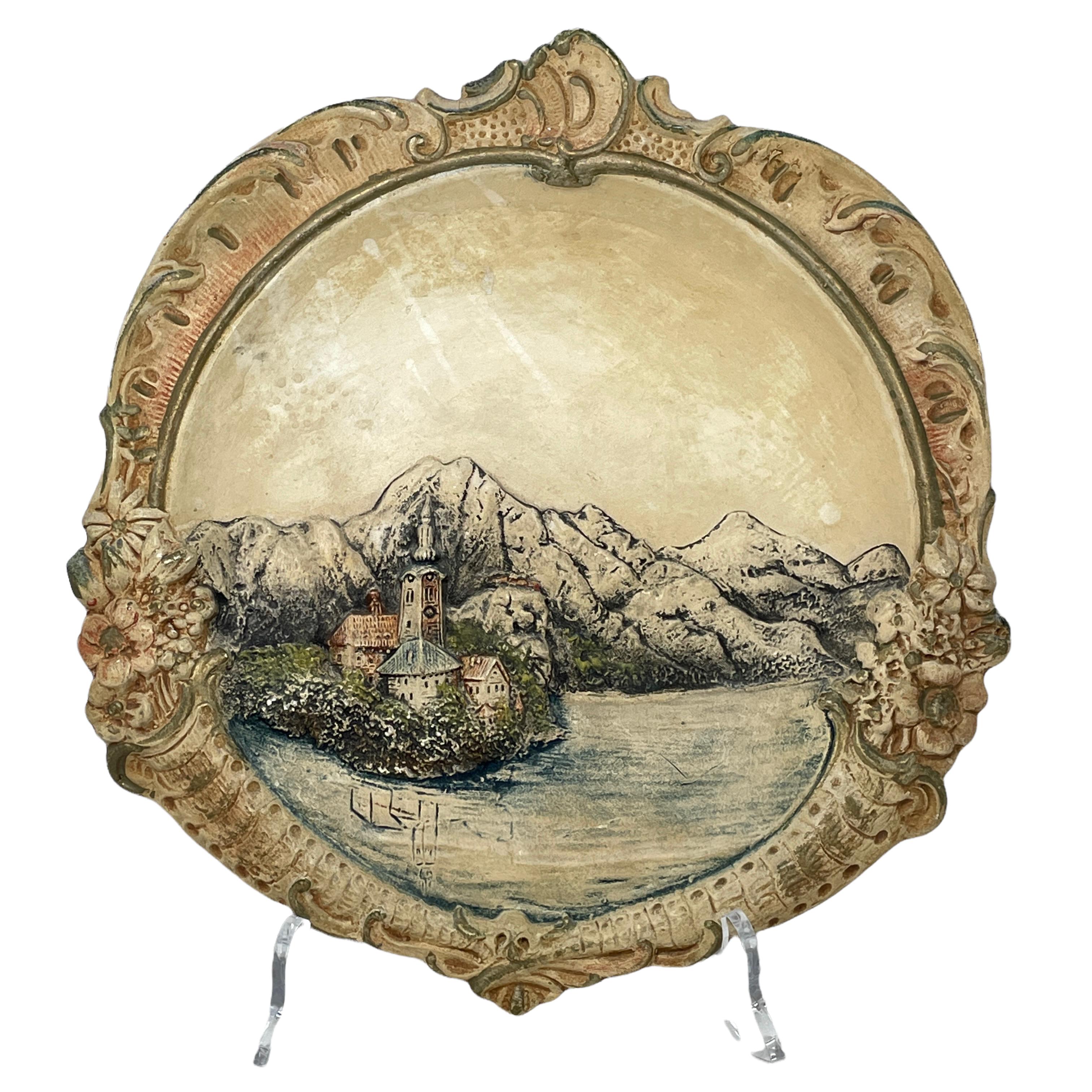 This beautiful wall decoration plate is a nice addition to your Wall. It is marked at the back. A nice addition to your toleware room or Hollywood regency interior.