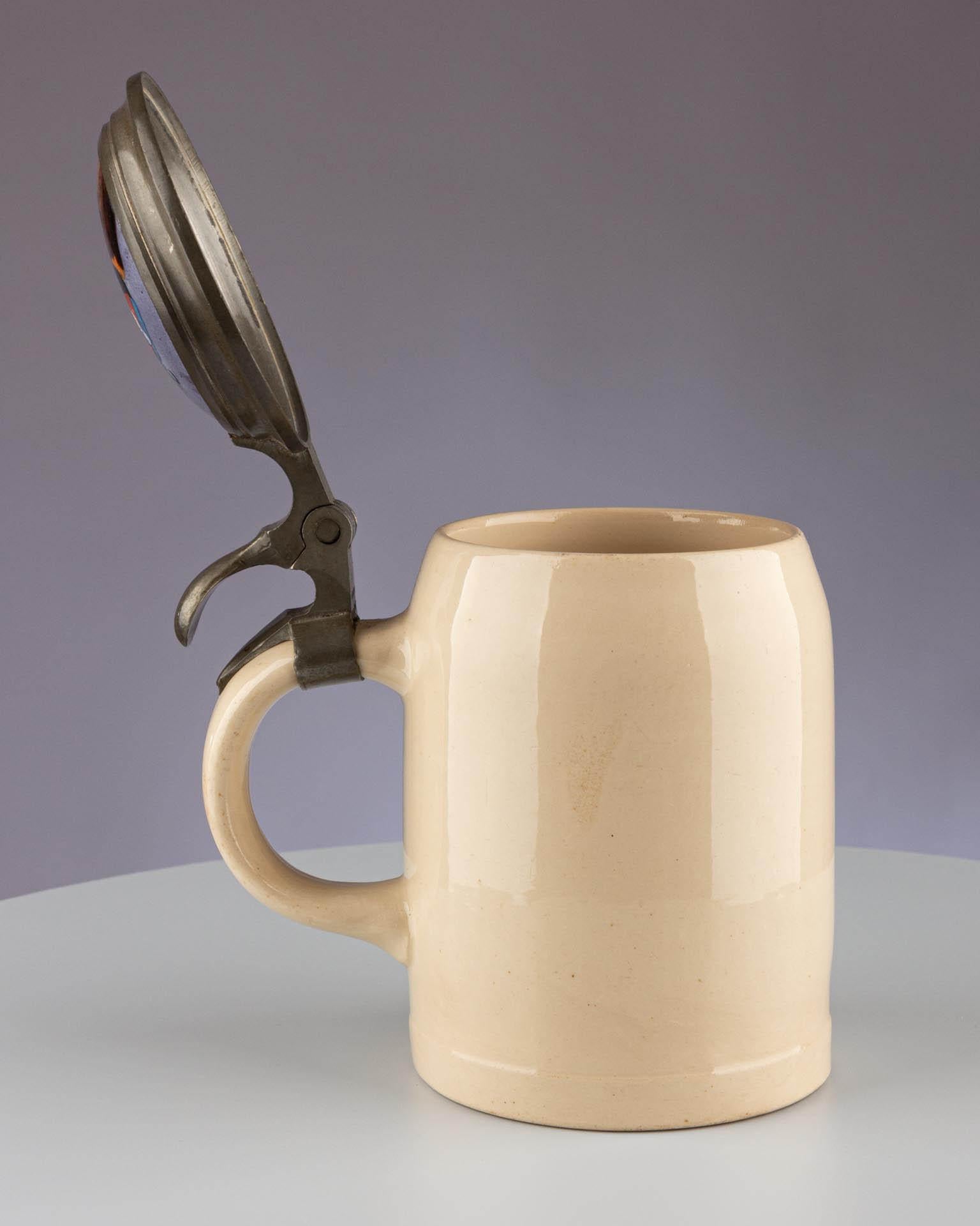 Antike Keramik Porzellan Deutsche Deckel Bierkrug Villeroy & Boch (Gegossen) im Angebot