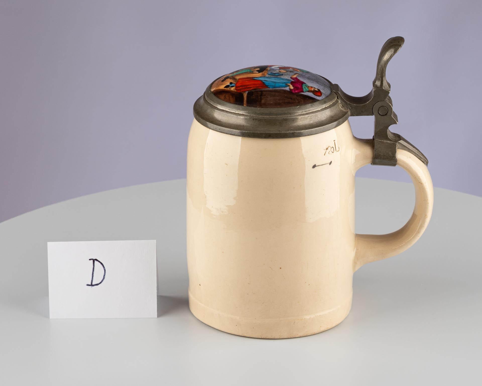 Antike Keramik Porzellan Deutsche Deckel Bierkrug Villeroy & Boch im Angebot 1