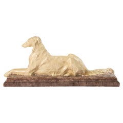 Antique Ceramic Sculpture of a Borzoi Dog - Jacques Merculiano