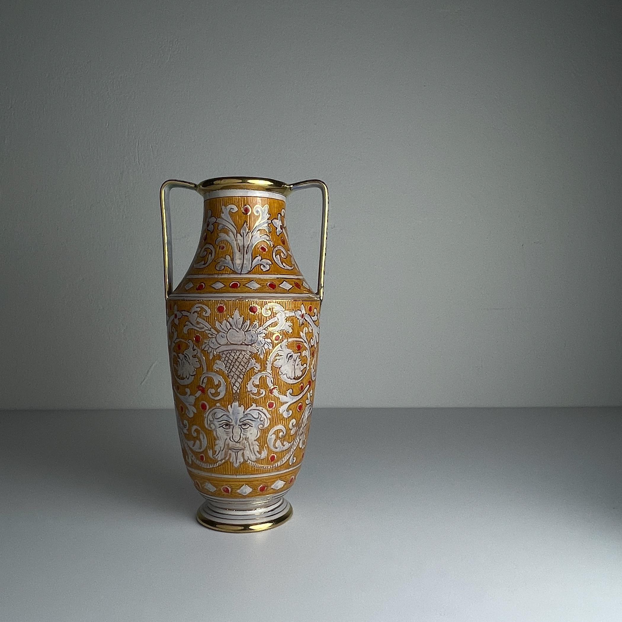 Antike Keramikvase von Serafino Volpi für Deruta, Italien, 1940-50er Jahre (Art nouveau) im Angebot