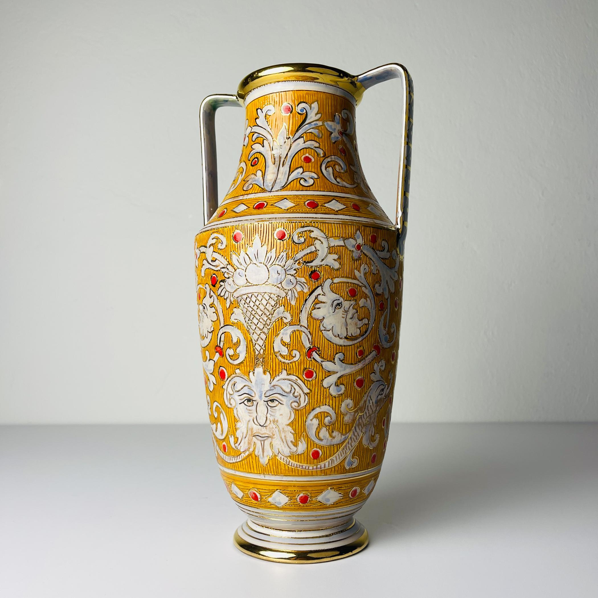 Antike Keramikvase von Serafino Volpi für Deruta, Italien, 1940-50er Jahre (Italienisch) im Angebot