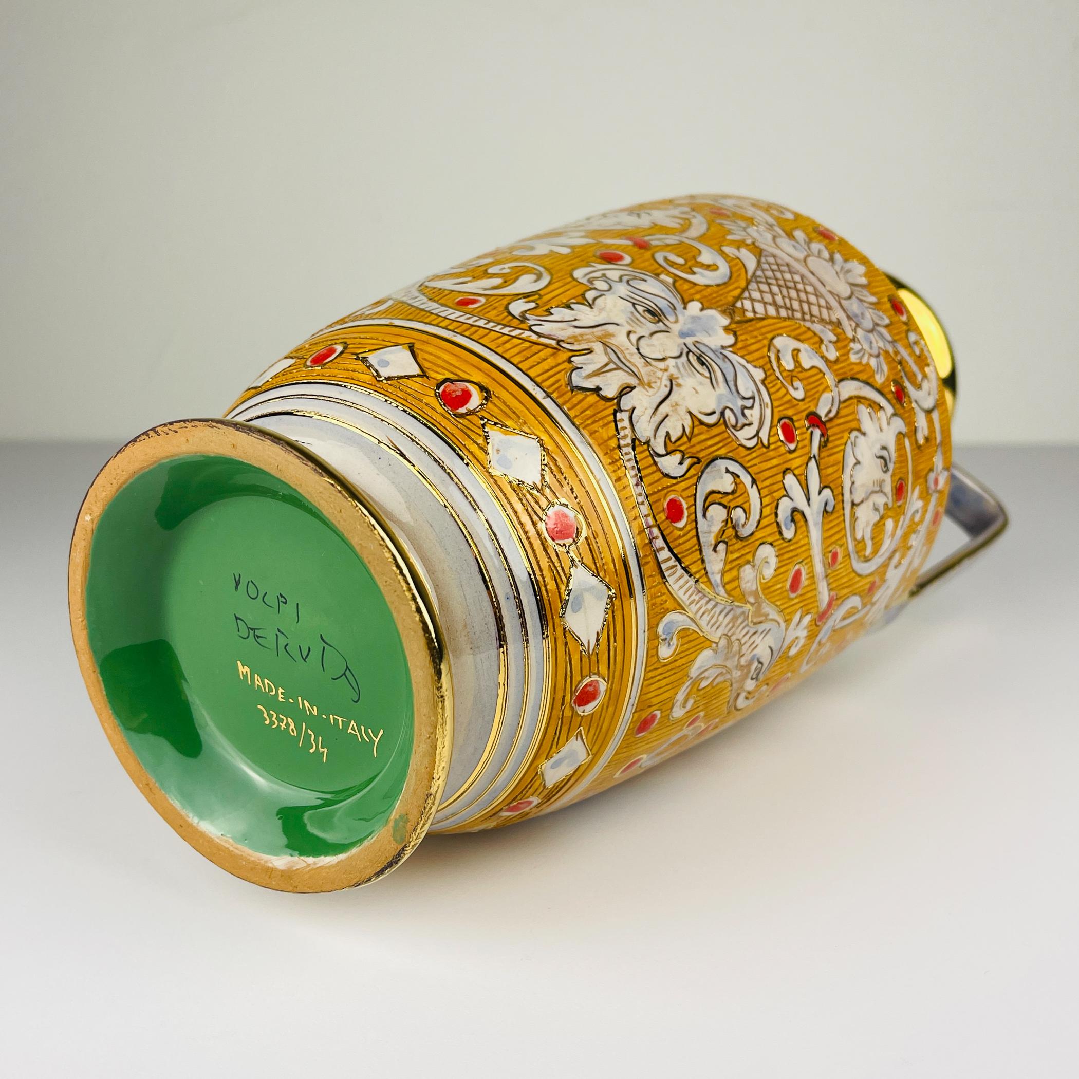 Antike Keramikvase von Serafino Volpi für Deruta, Italien, 1940-50er Jahre im Angebot 3