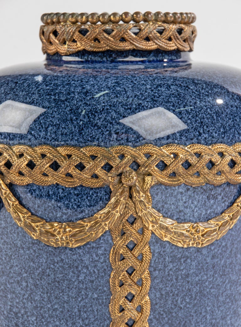 Antique Ceramic Vase with Bronze Mounts Made by Sèvres, France For Sale