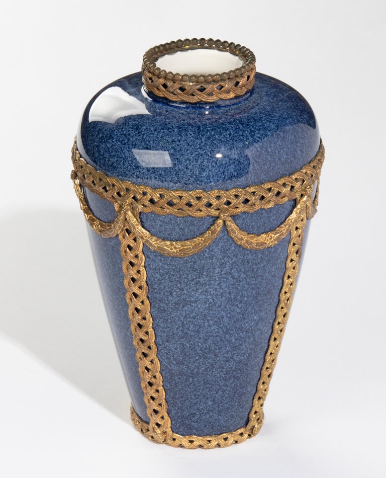 Antique Ceramic Vase with Bronze Mounts Made by Sèvres, France For Sale