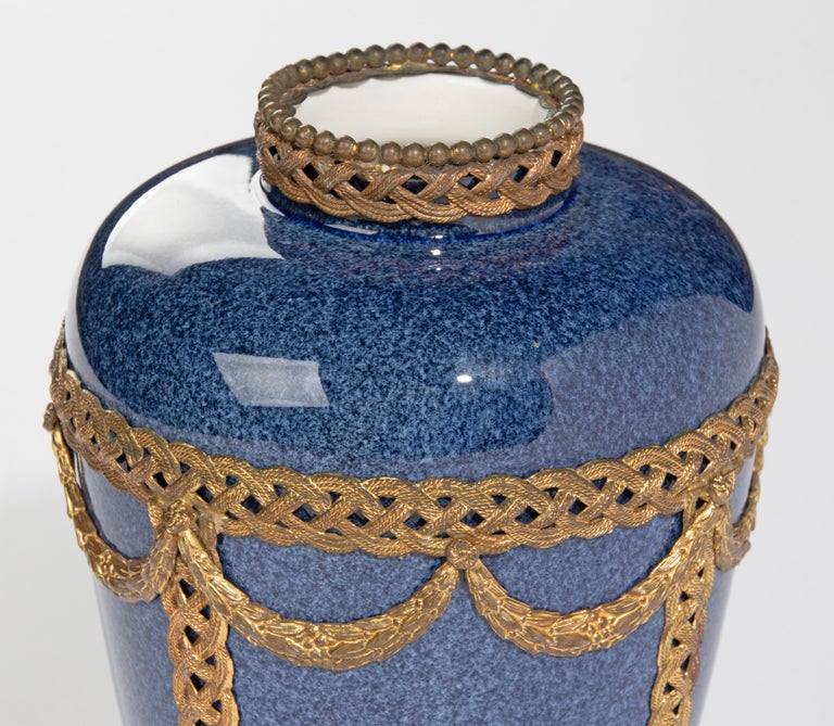 Antique Ceramic Vase with Bronze Mounts Made by Sèvres, France For Sale