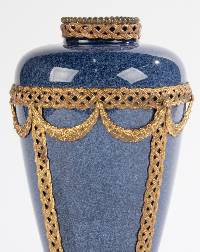 Antique Ceramic Vase with Bronze Mounts Made by Sèvres, France For Sale