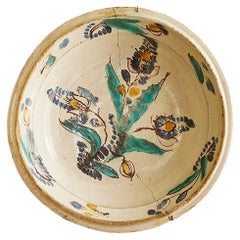 Antique Ceramic Wall-Hung Plate with Painted Decorations, Germany, 19th Century