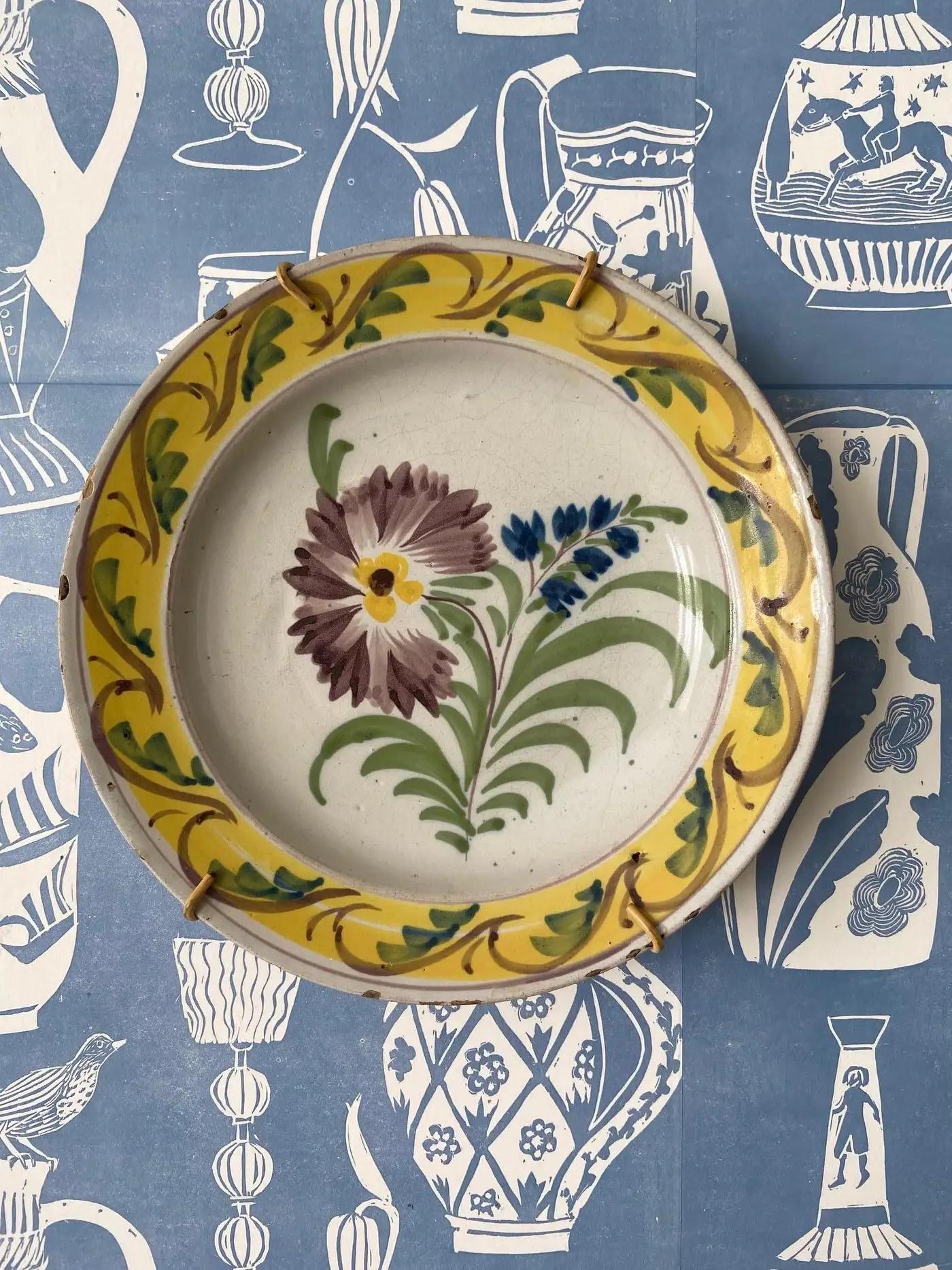 Glazed Antique Ceramic Wall Platter from Kellinghusen, Germany, Early 19th Century