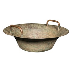 Antique Ceremonial Bowl, Chinese, Patinated Brass, Dish, Qing, Victorian, C.1900