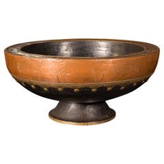 Antike zeremonielle Schale, indisch, ebonisiert, Schale, Messing, Kupfer, Dekor, viktorianisch