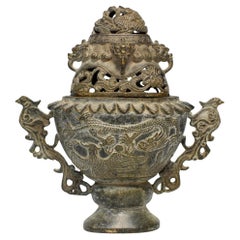Antique Ceremonial Incense Burner Dragon and Phoenix