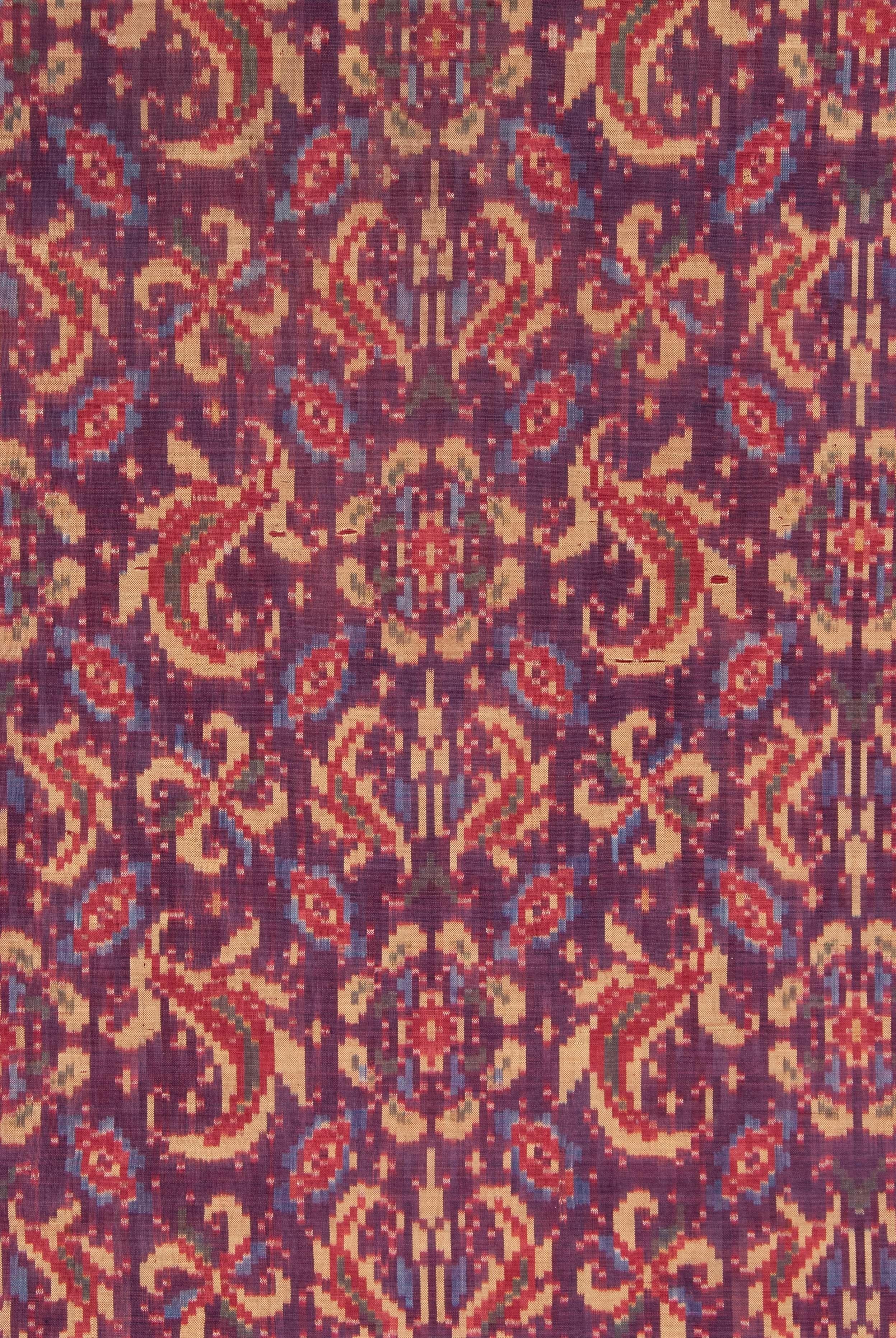 Vegetable Dyed Antique Ceremonial Limar Ikat Textile, Palembang, South Sumatra For Sale