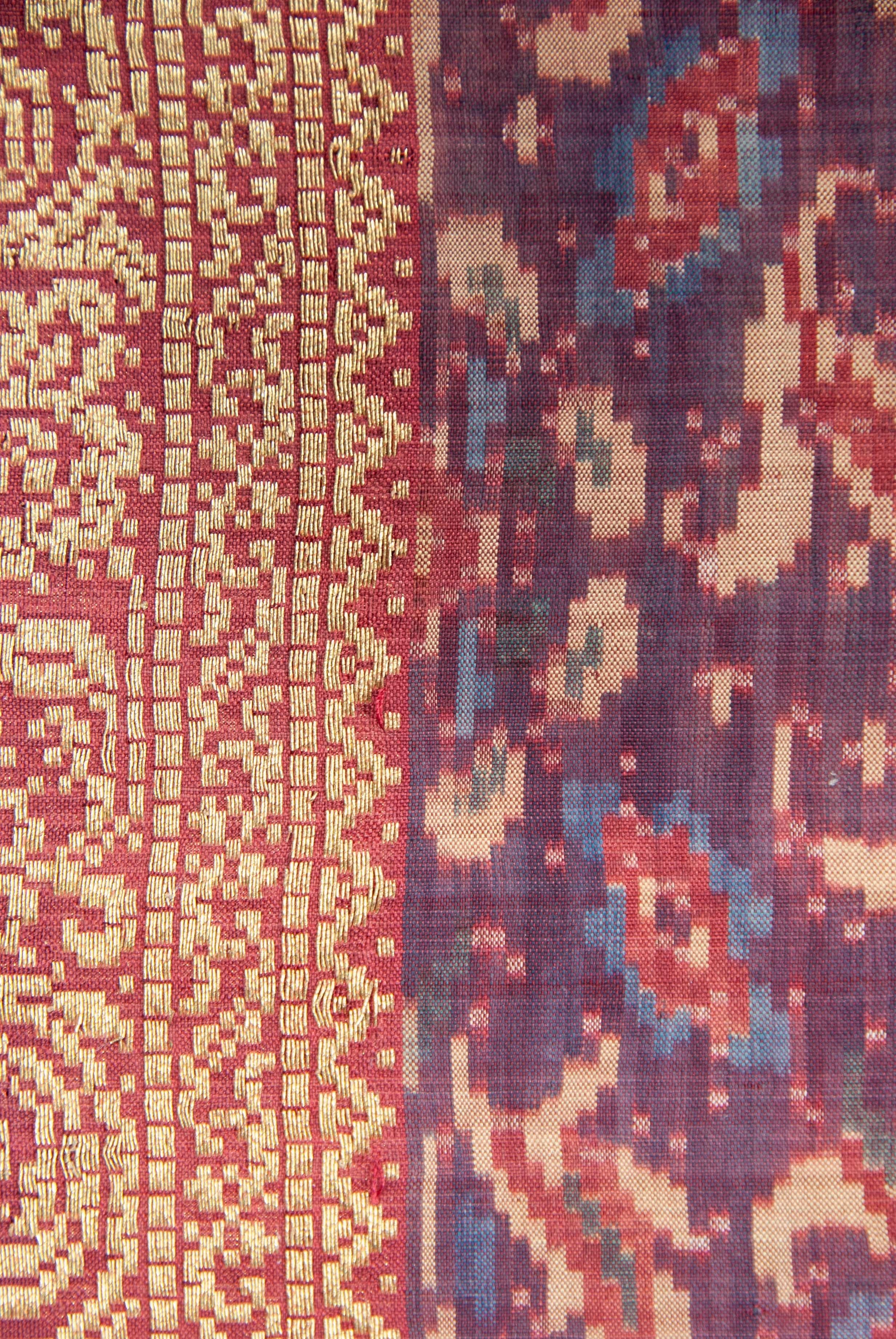 Silk Antique Ceremonial Limar Ikat Textile, Palembang, South Sumatra For Sale