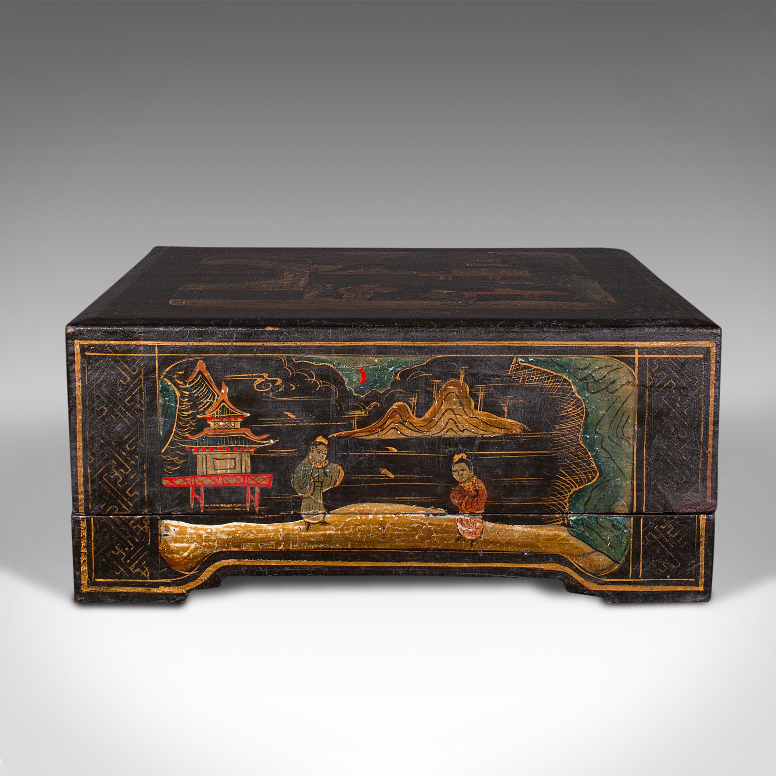 Early Victorian Antique Ceremonial Presentation Box, Japanese, Lacquered, Decor, Victorian, 1860 For Sale