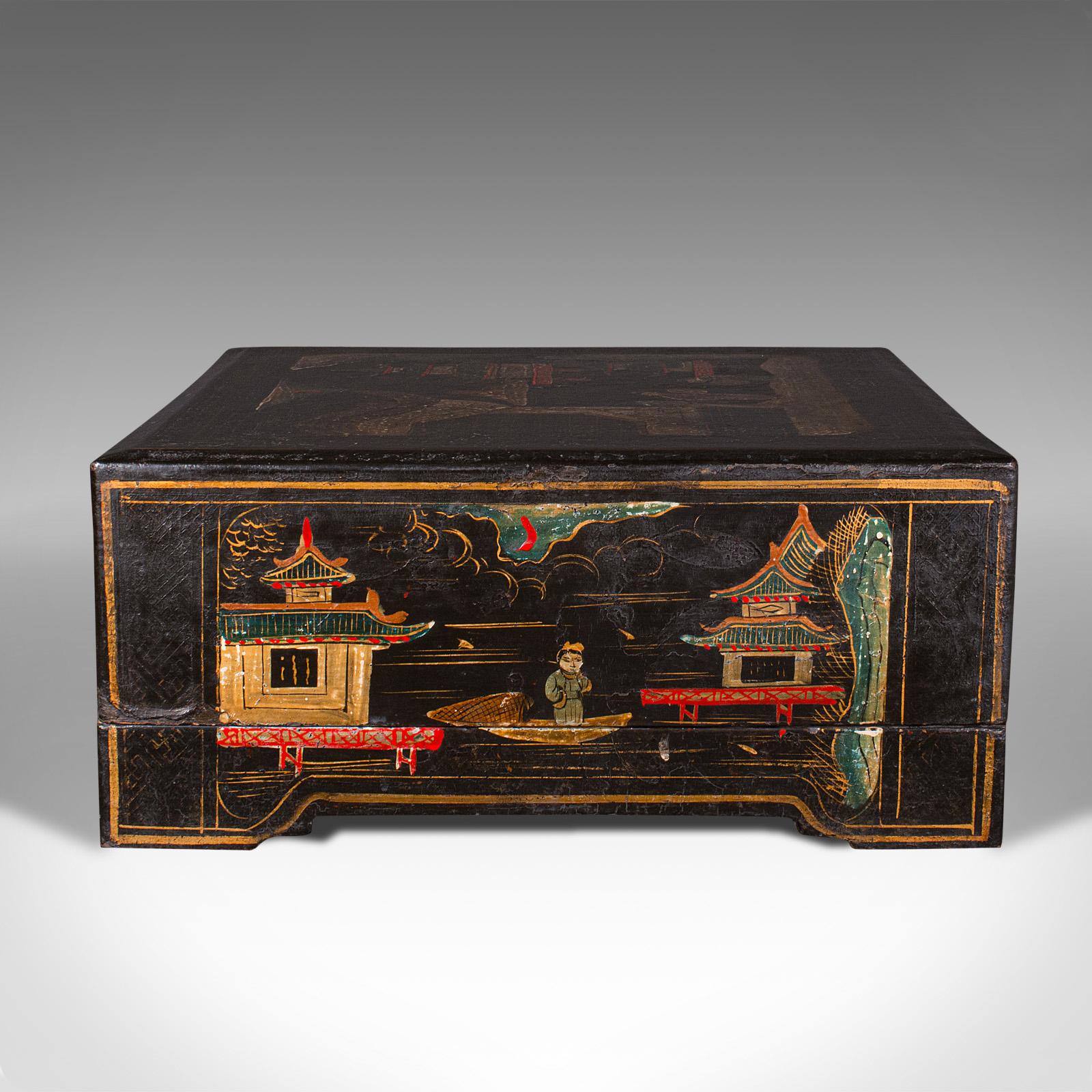 Antique Ceremonial Presentation Box, Japanese, Lacquered, Decor, Victorian, 1860 In Good Condition For Sale In Hele, Devon, GB