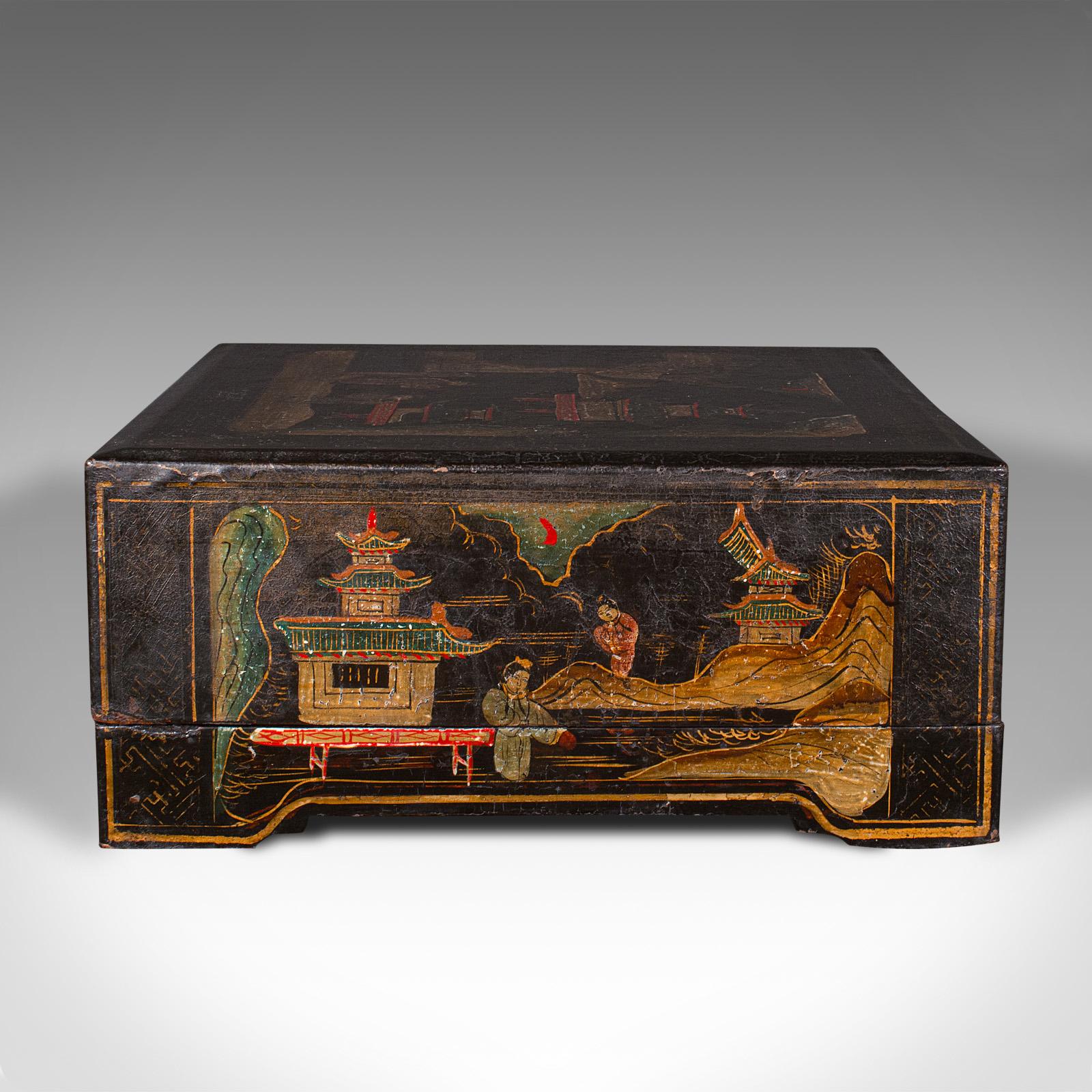 19th Century Antique Ceremonial Presentation Box, Japanese, Lacquered, Decor, Victorian, 1860 For Sale