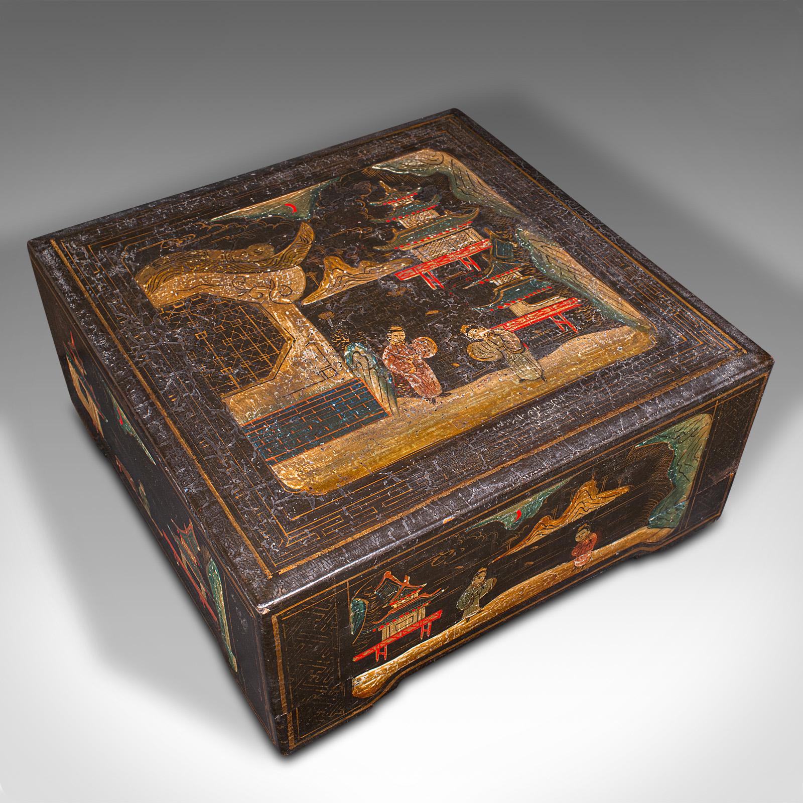 Wood Antique Ceremonial Presentation Box, Japanese, Lacquered, Decor, Victorian, 1860 For Sale