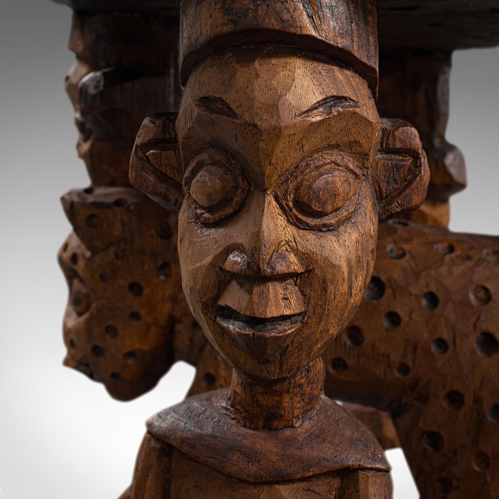 Antique Ceremonial Yoruba Stool, West African, Hardwood, Side, Lamp Table, 1900 8