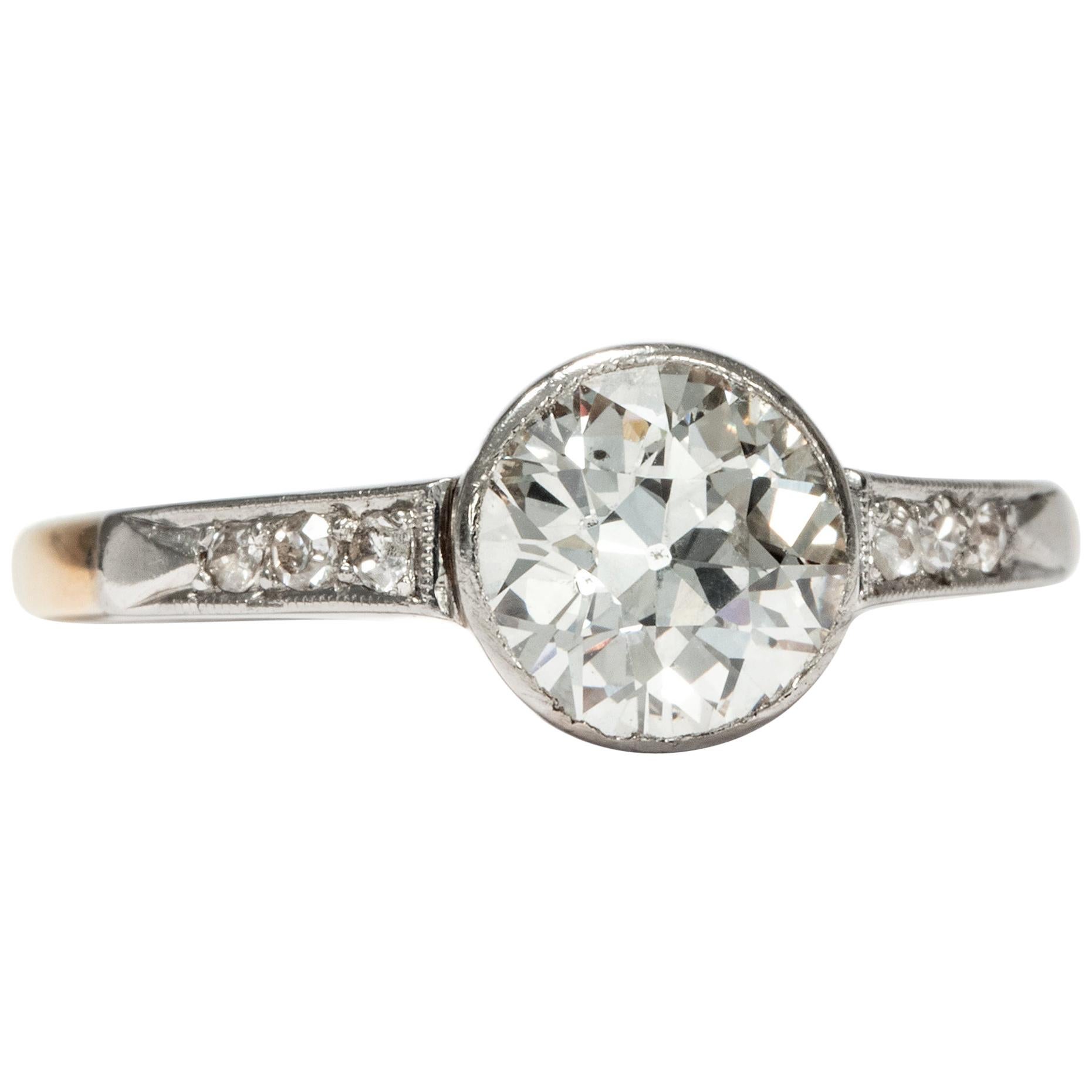 Antique Certified 1.50 Carat Old European Cut Diamond Solitaire Engagement Ring