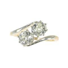 Antique Certified Two Diamond 1.99 Carat 14 Karat Rose Gold Engagement Ring