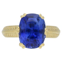 Antique Ceylon sapphire solitaire ring, English, circa 1900.