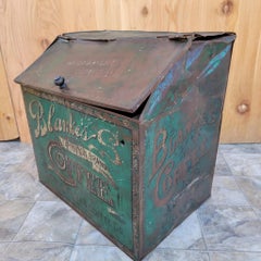 Antique C.F. Blanke Tea and Coffee Company Exposition Brand Green Tin Coffee Bin