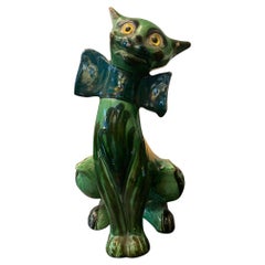 Antique CH Brannam ‘grotesque cat’ in stunning art nouveau style decoration 1910