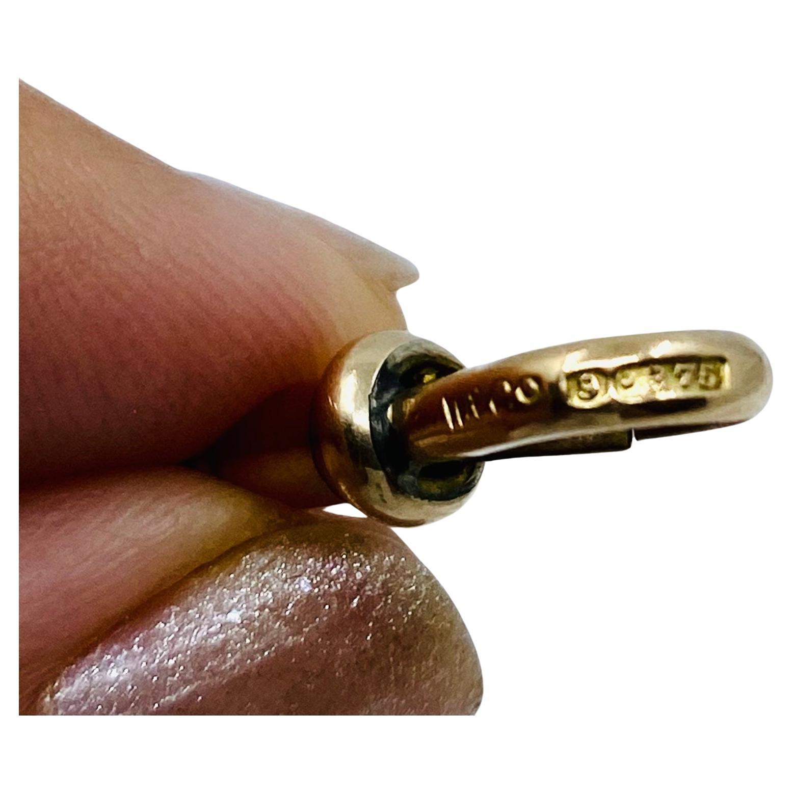 Antique Chain Necklace 9k Gold Diamond Heart 14K Gold Pendant For Sale 9