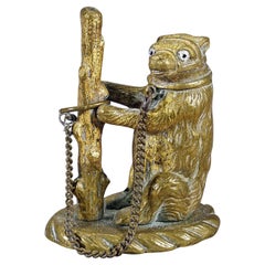 Antique Chained Bear Pillbox Made of Brass